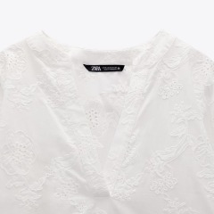 Cutout Embroidered Loose Shirt