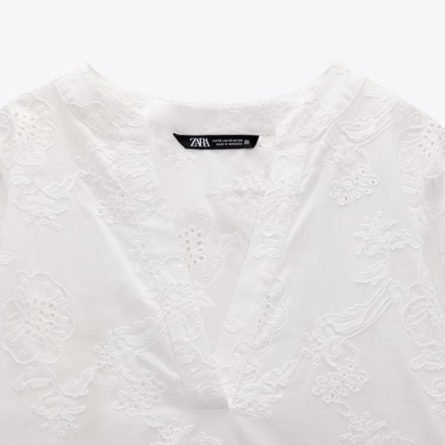 Cutout Embroidered Loose Shirt