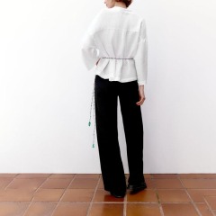 Button-embellished linen top