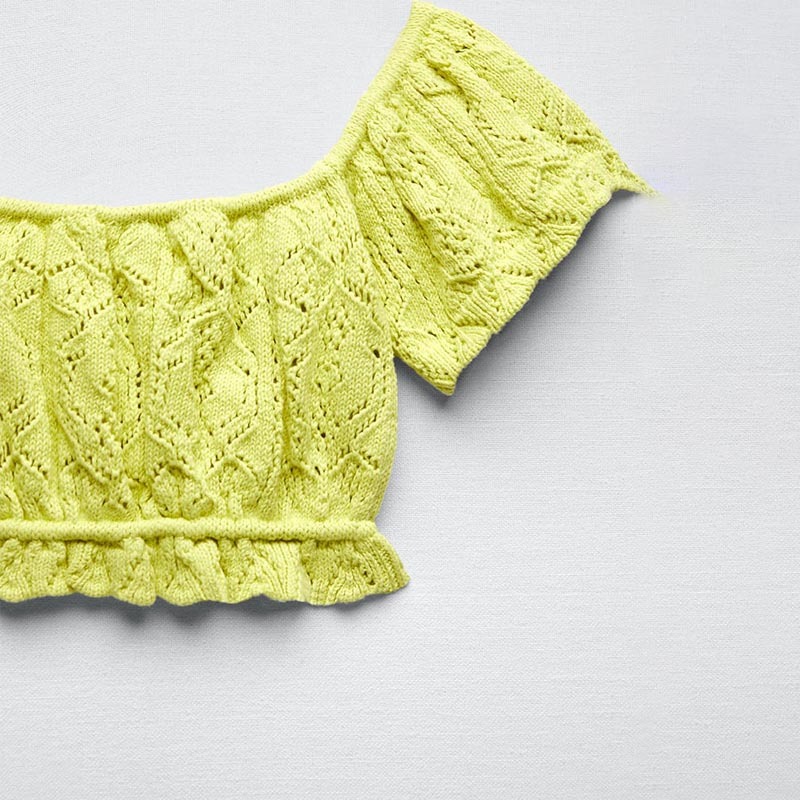 Jacquard mesh knitted top