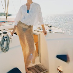 Cutout Embroidered Loose Shirt