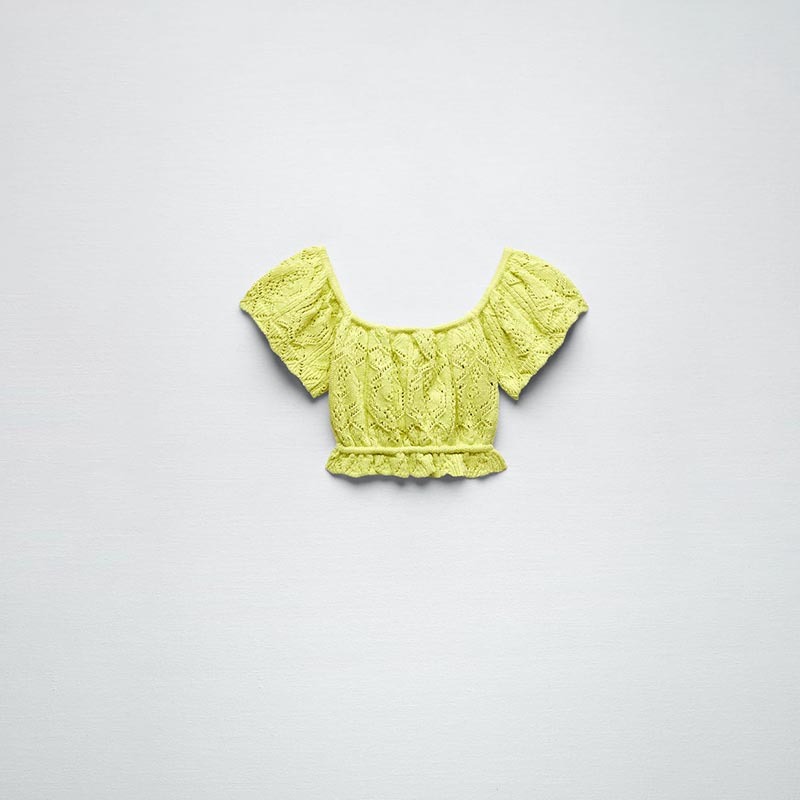Jacquard mesh knitted top