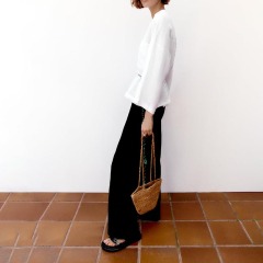 Button-embellished linen top