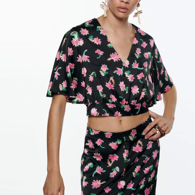 floral print short shirt
