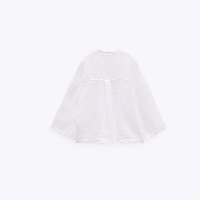 Button-embellished linen top