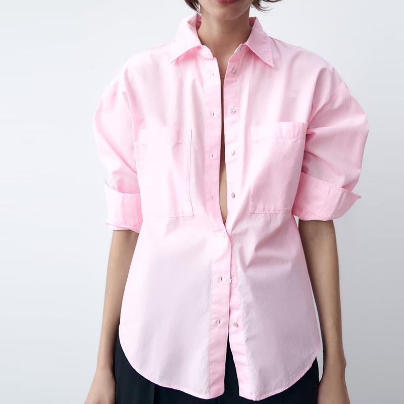 poplin shirt with patch pockets