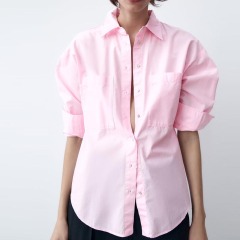 poplin shirt with patch pockets