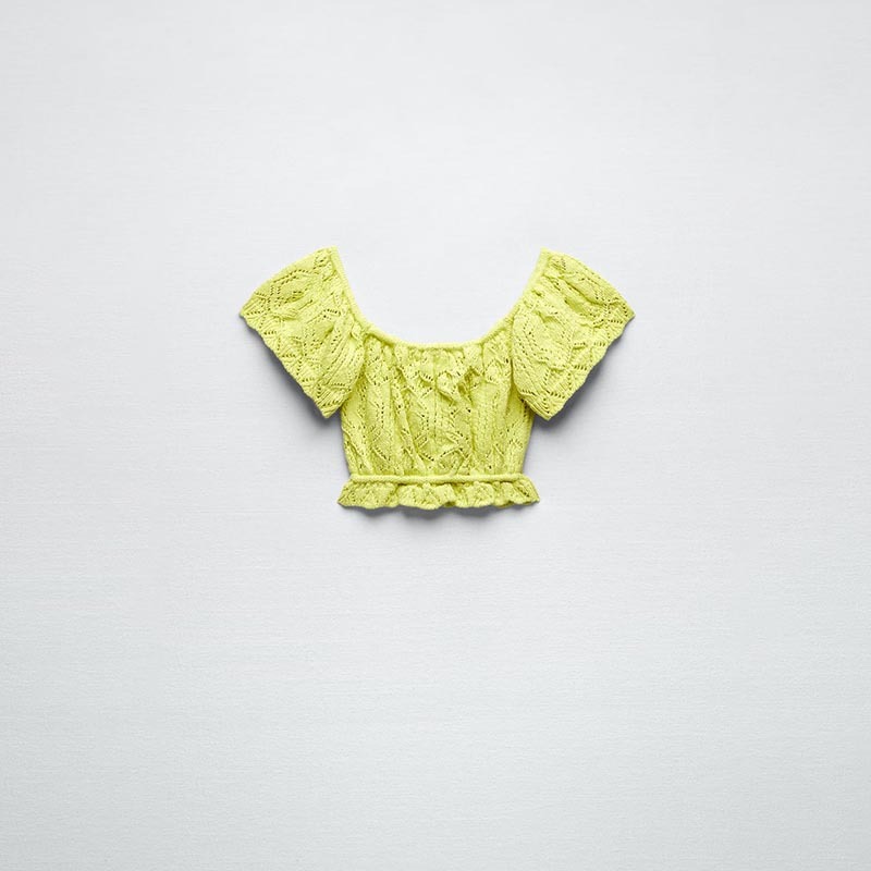 Jacquard mesh knitted top