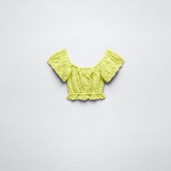 Jacquard mesh knitted top