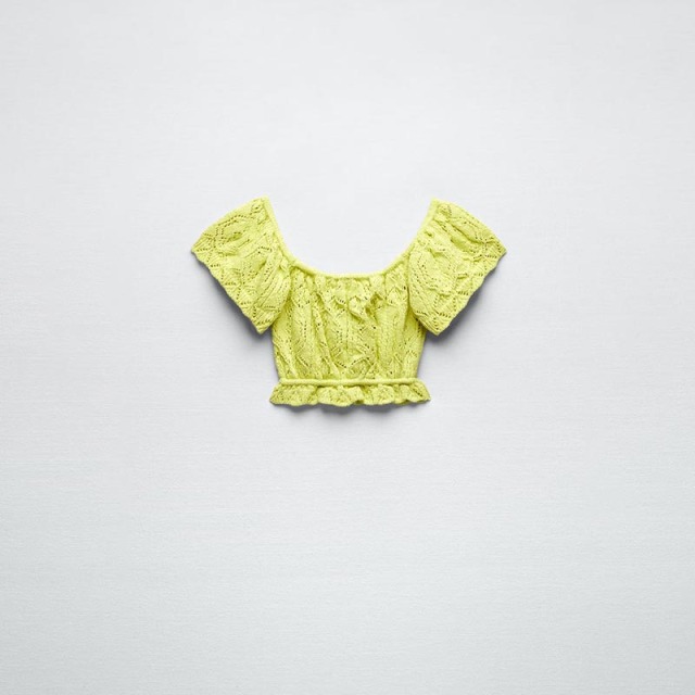 Jacquard mesh knitted top