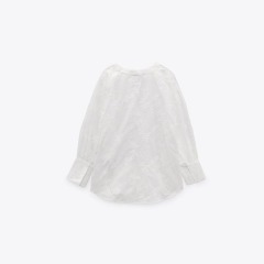 Cutout Embroidered Loose Shirt