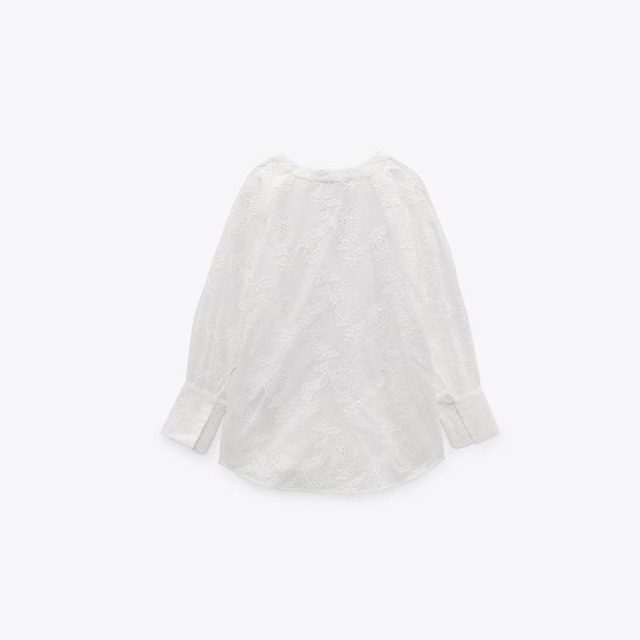 Cutout Embroidered Loose Shirt