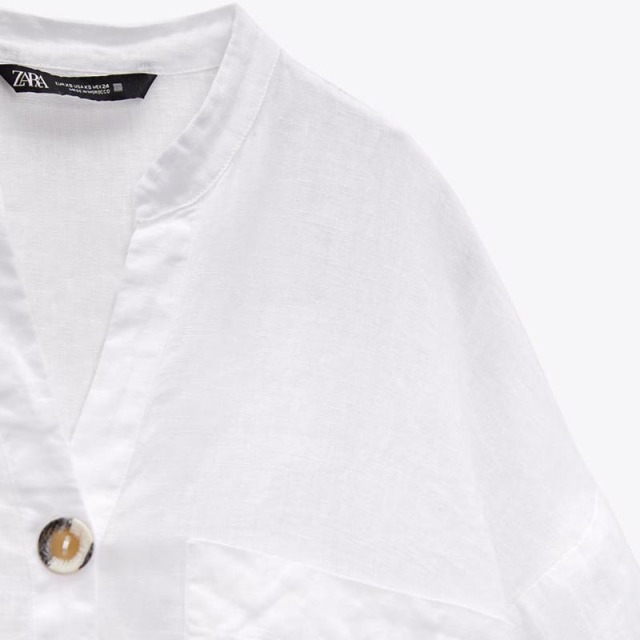 Button-embellished linen top
