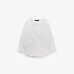 Cutout Embroidered Loose Shirt