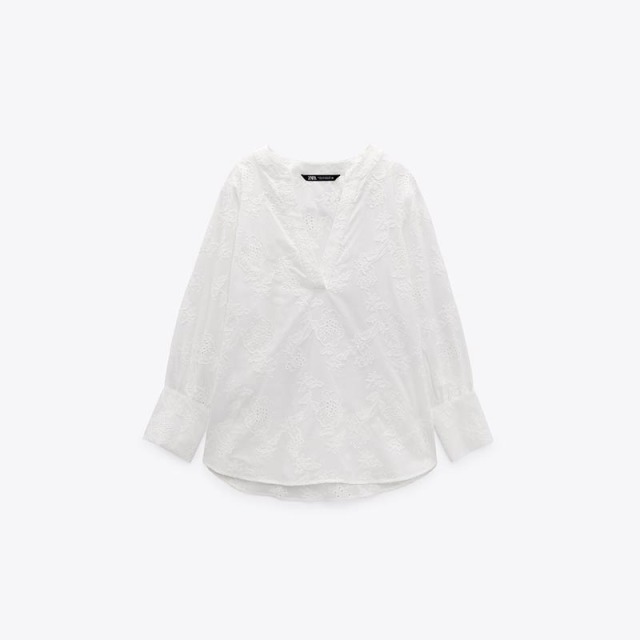 Cutout Embroidered Loose Shirt