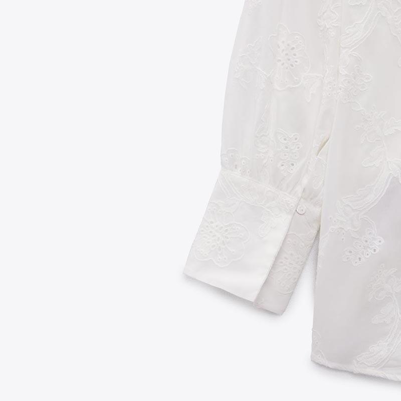 Cutout Embroidered Loose Shirt