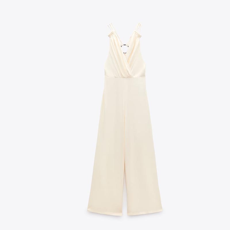Silk-satin double-breasted jumpsuit