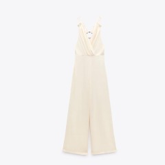 Silk-satin double-breasted jumpsuit