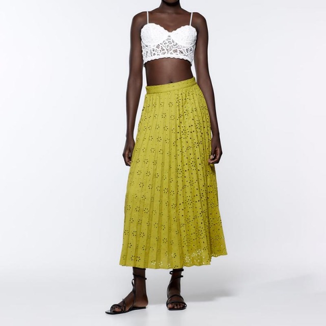 embroidered pleated skirt