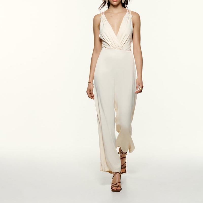 Silk-satin double-breasted jumpsuit