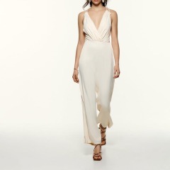Silk-satin double-breasted jumpsuit