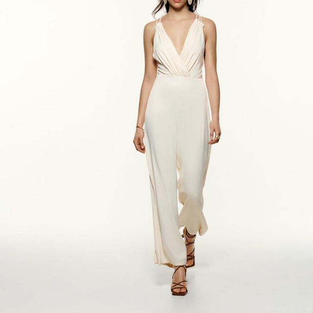 Silk-satin double-breasted jumpsuit