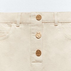 Gold-Breasted Denim Mini Skirt