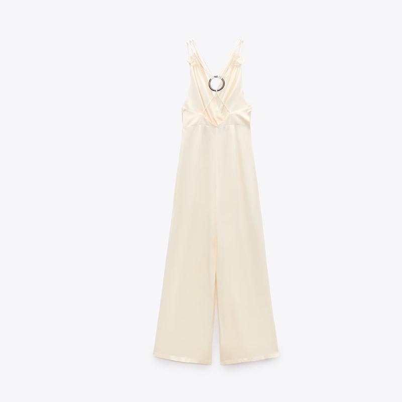 Silk-satin double-breasted jumpsuit