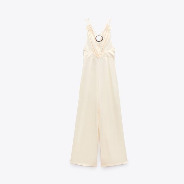 Silk-satin double-breasted jumpsuit