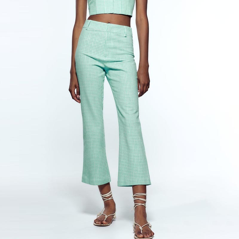 textured flared trousers