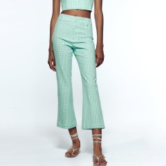 textured flared trousers