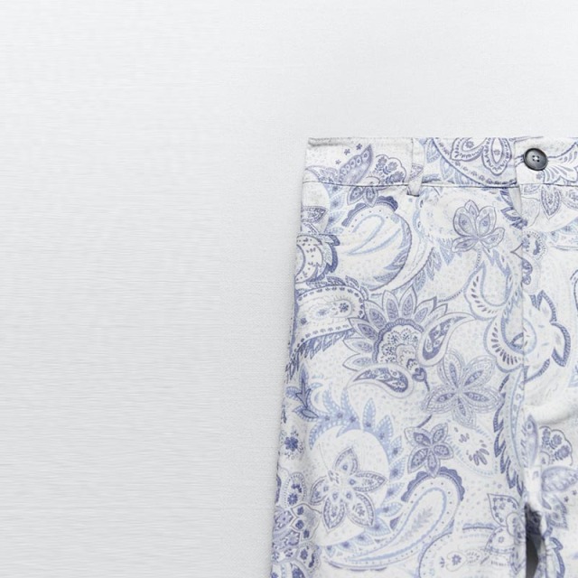 printed straight-leg pants