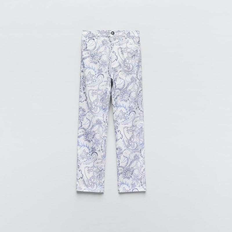 printed straight-leg pants
