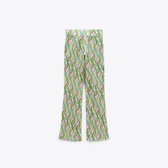 Printed linen-blend flared pants