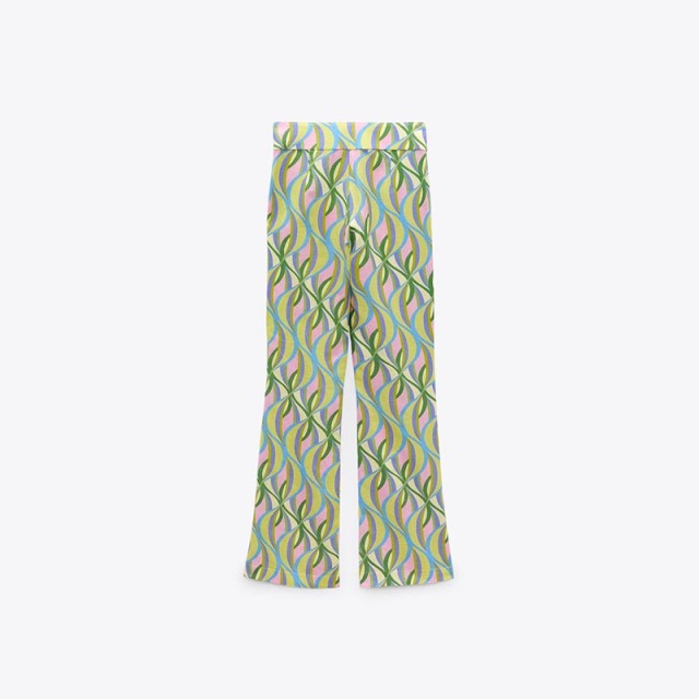Printed linen-blend flared pants