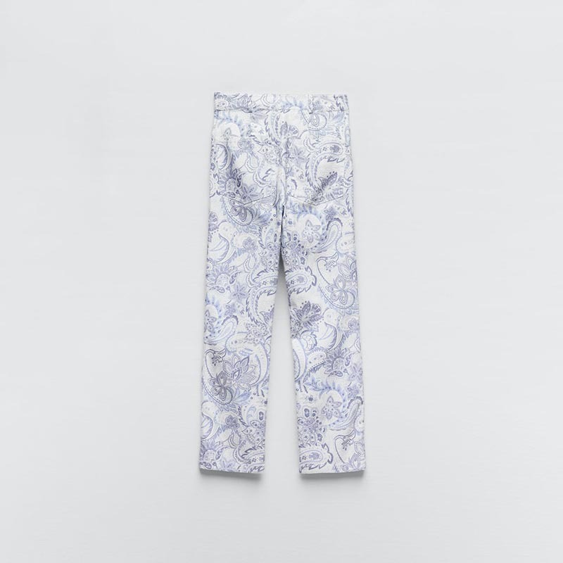 printed straight-leg pants