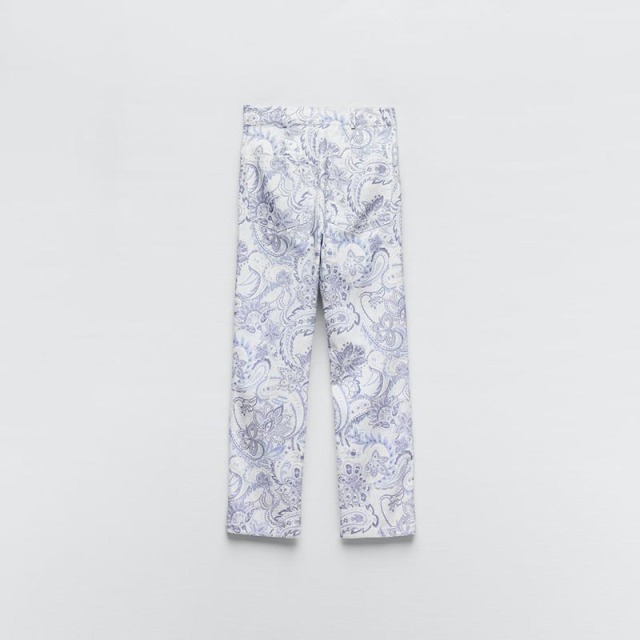 printed straight-leg pants