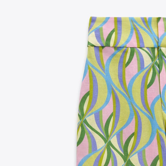Printed linen-blend flared pants