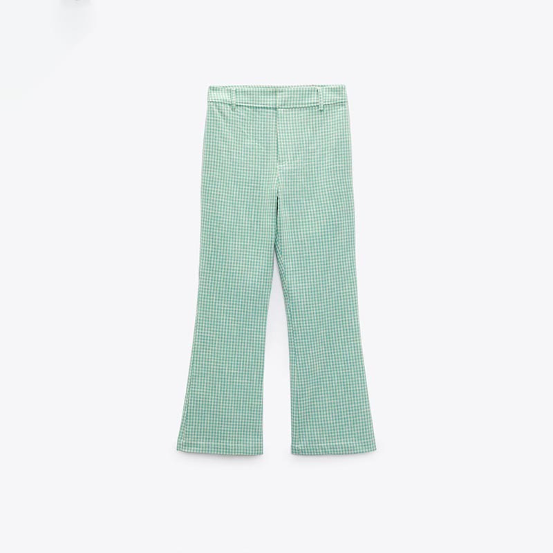 textured flared trousers