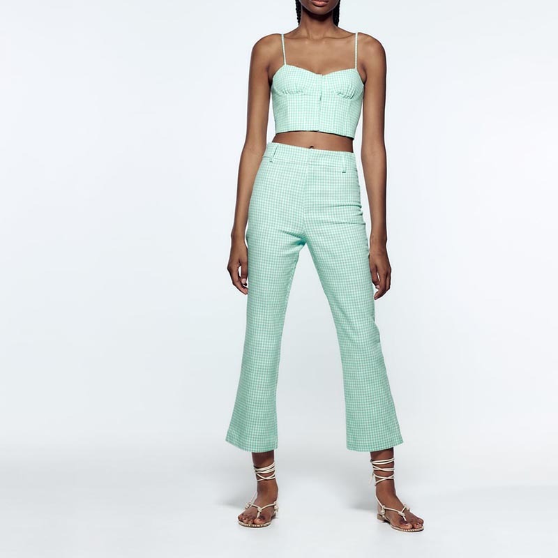 textured flared trousers