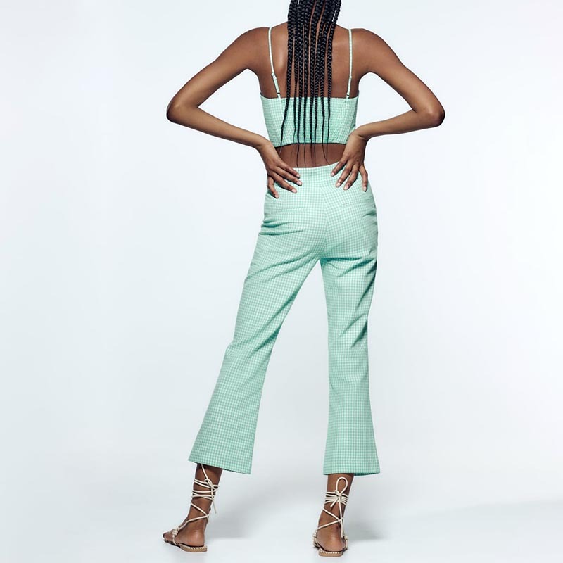 textured flared trousers