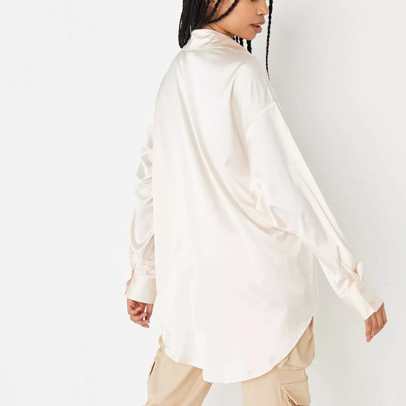 petite champagne extreme oversized satin shirt