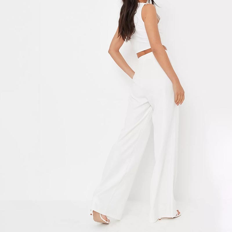 tall white wide leg tailored trousers