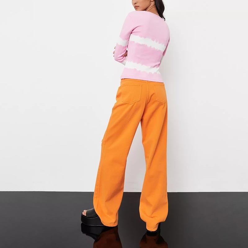 pink co ord tie die rib long sleeve top
