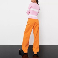 pink co ord tie die rib long sleeve top