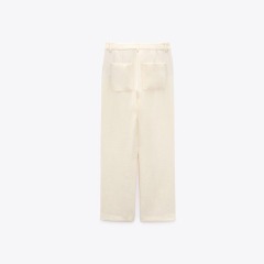 wrinkle-effect micro-flare trousers