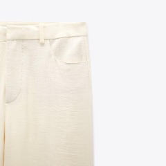 wrinkle-effect micro-flare trousers