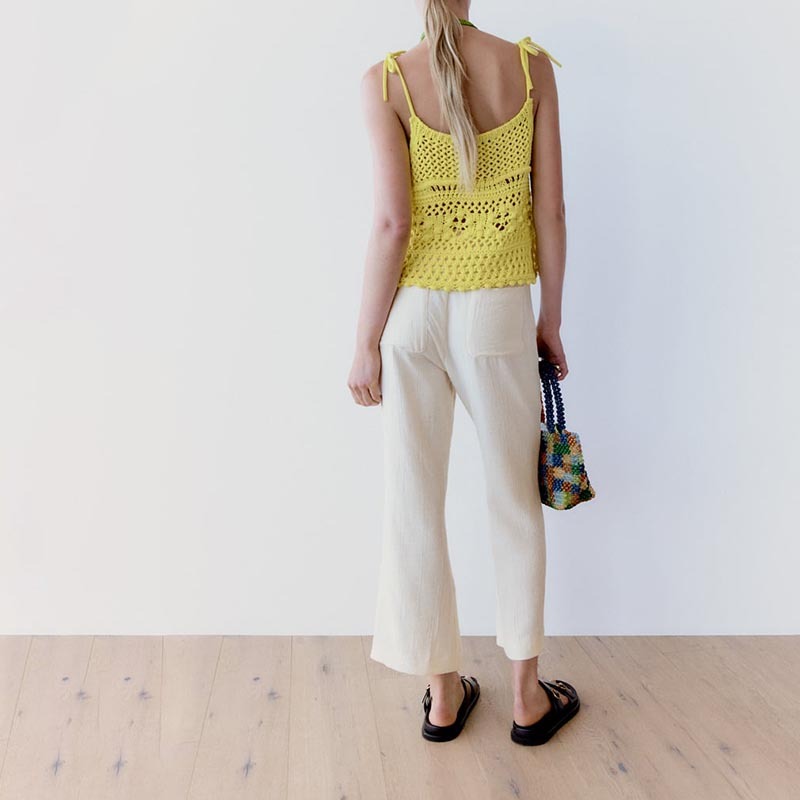 wrinkle-effect micro-flare trousers