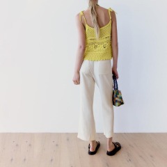 wrinkle-effect micro-flare trousers