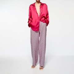 printed straight-leg pants